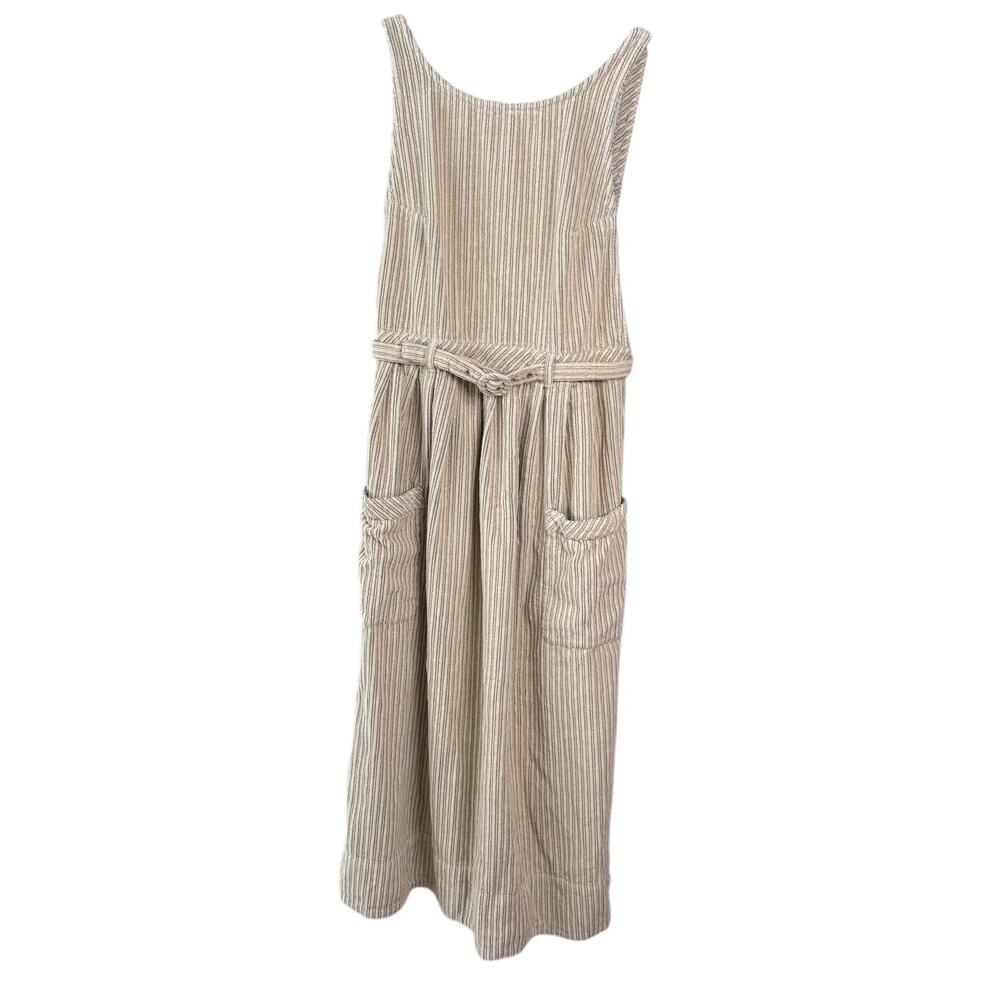 Free People The Other Side Corduroy Pinstripe Midi Dress Open Back Size 12 - Picture 3 of 10